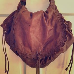 Lucky Brand Brown Leather Boho/Hobo Shoulder Bag